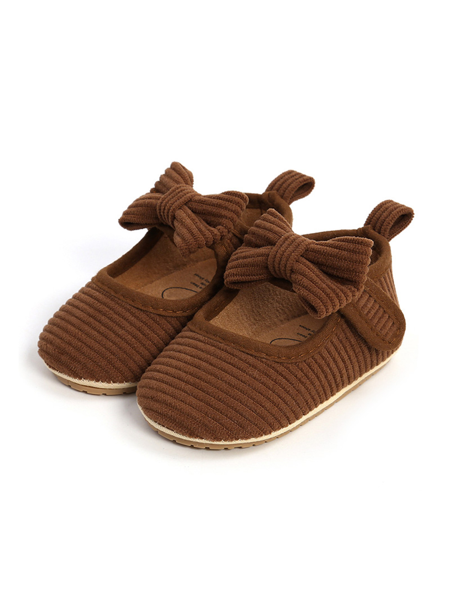 Gomelly Baby First Walker Shoes Crib Flats Shoes Toddler Bowknot Mary Jane Shoes Lightweight Princess Dress Shoe Brown Bow 5C